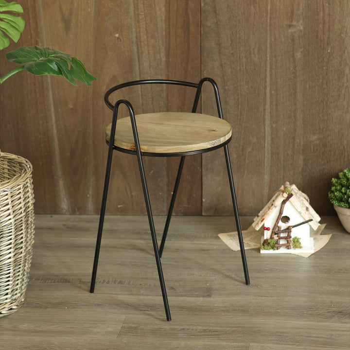 Modern stool with wooden seat and metal frame Bowlift