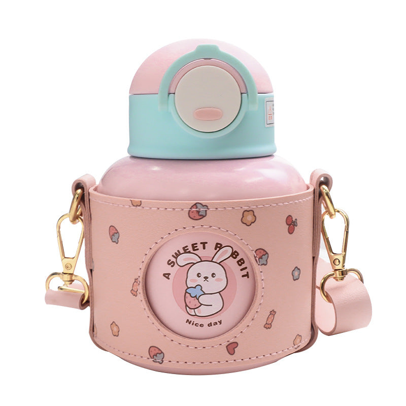 Women’s insulated drinking bottle with playful animal design and practical carrying bag Bowlift