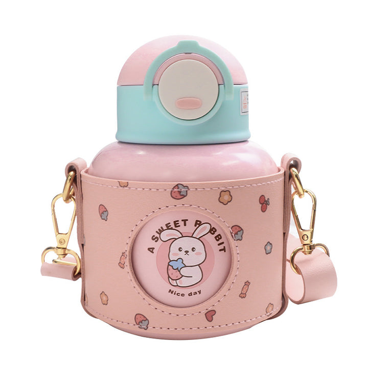 Women’s insulated drinking bottle with playful animal design and practical carrying bag Bowlift