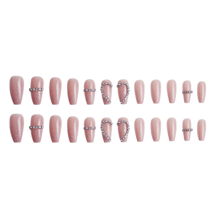 Glamorous artificial nails with heart and glitter design Bowlift
