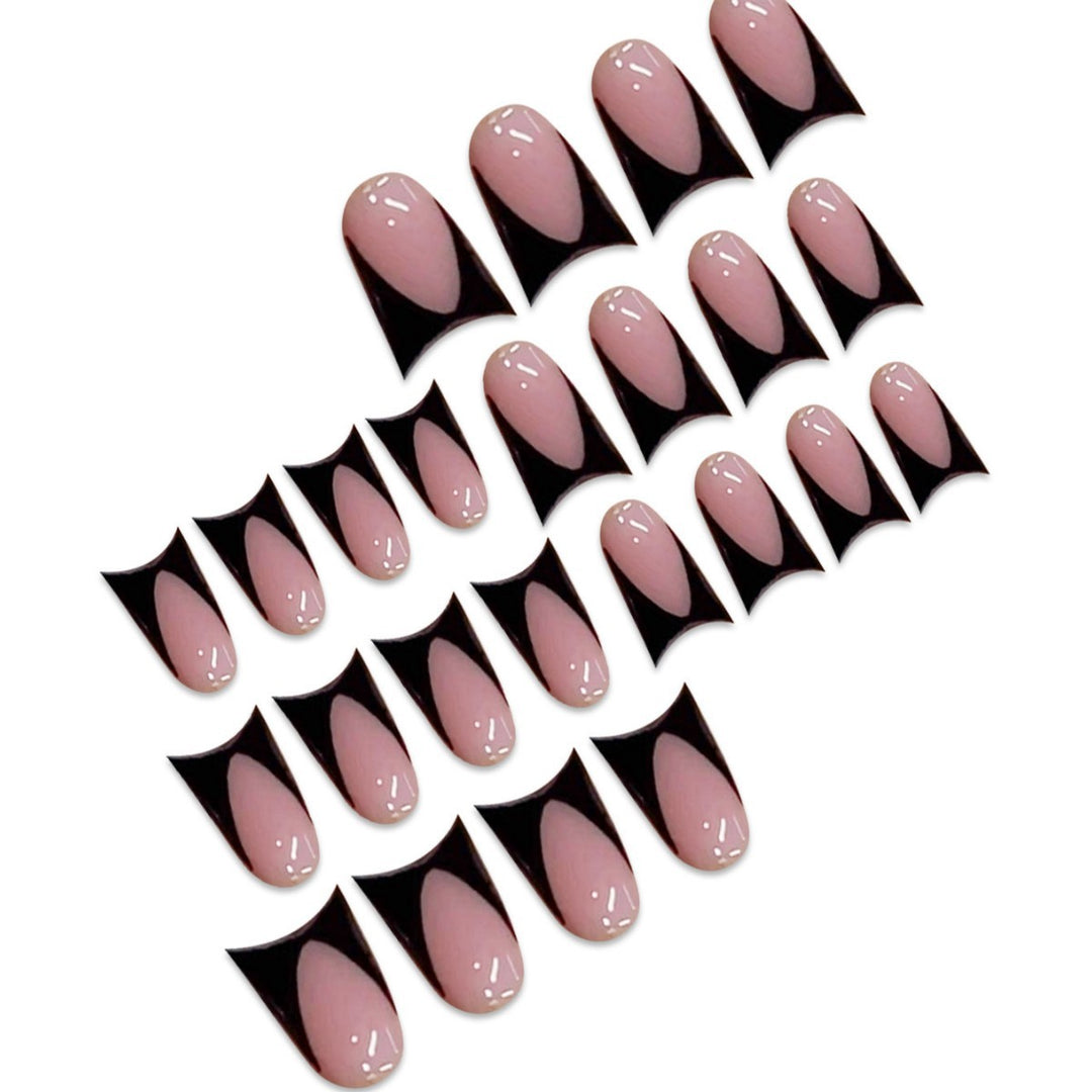 Stylish Stiletto Press-On Nails with Geometry Design Bowlift