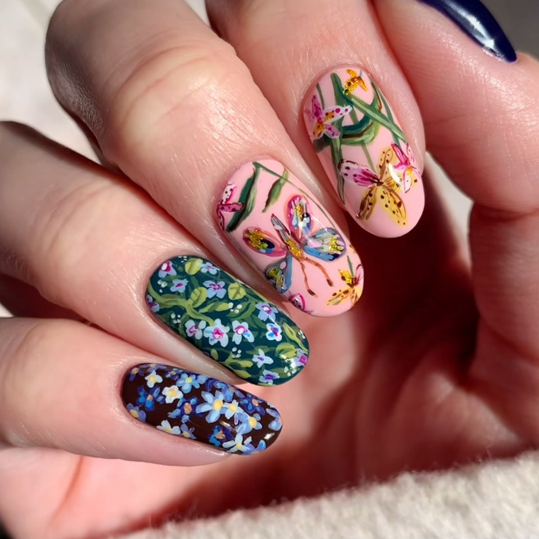 Vibrant Floral Nail Art Design Bowlift