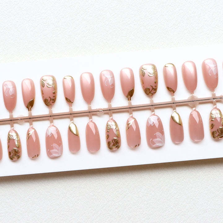 Luxury Floral Press-On Nail Art Set Bowlift