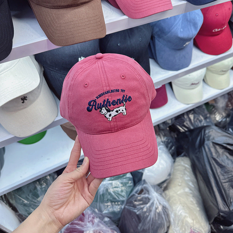 Women's Embroidered Cow Print Baseball Cap Bowlift