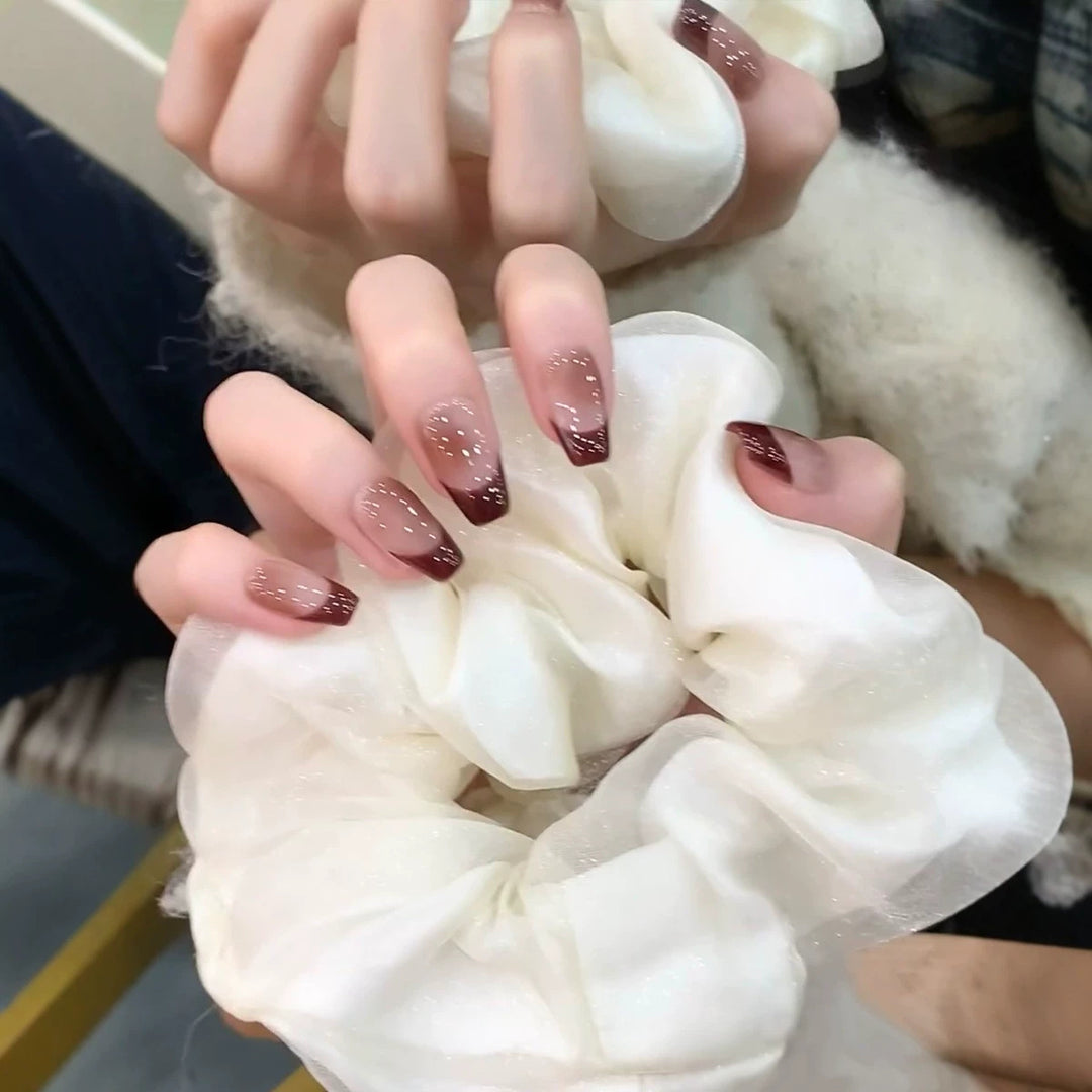 Glossy Ombre French Tip Press-On Nails Bowlift