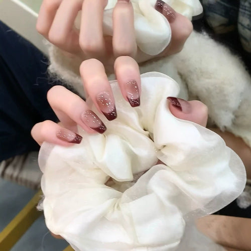 Glossy Ombre French Tip Press-On Nails Bowlift