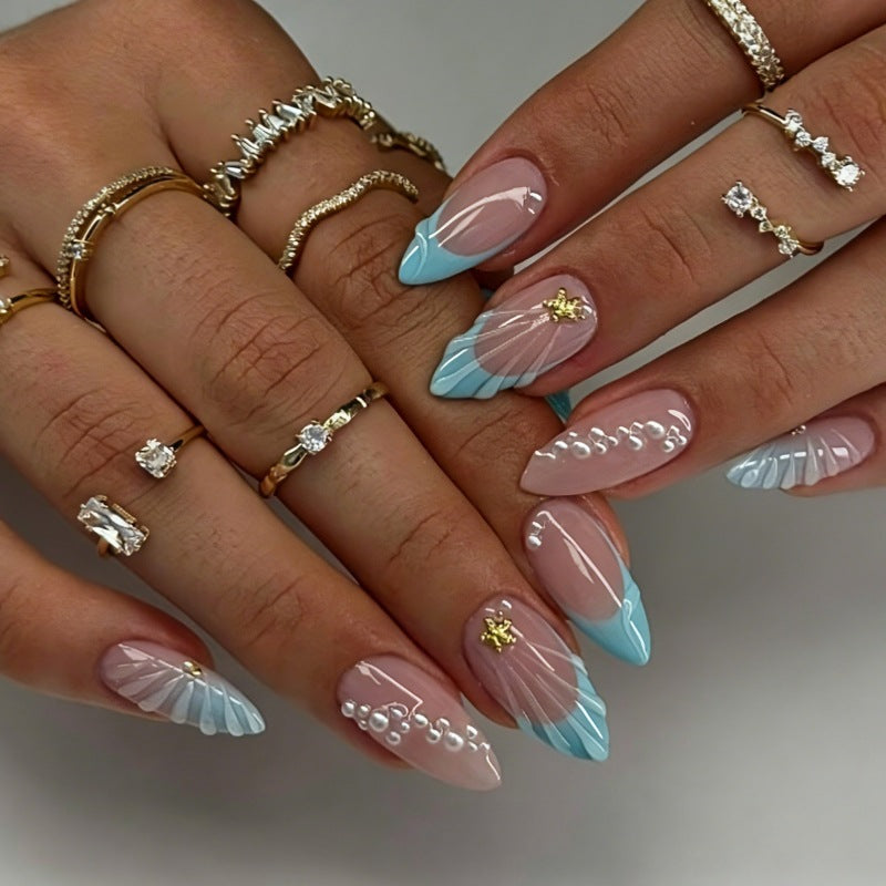 Artistic Ocean-Inspired Press-On Nail Set Bowlift