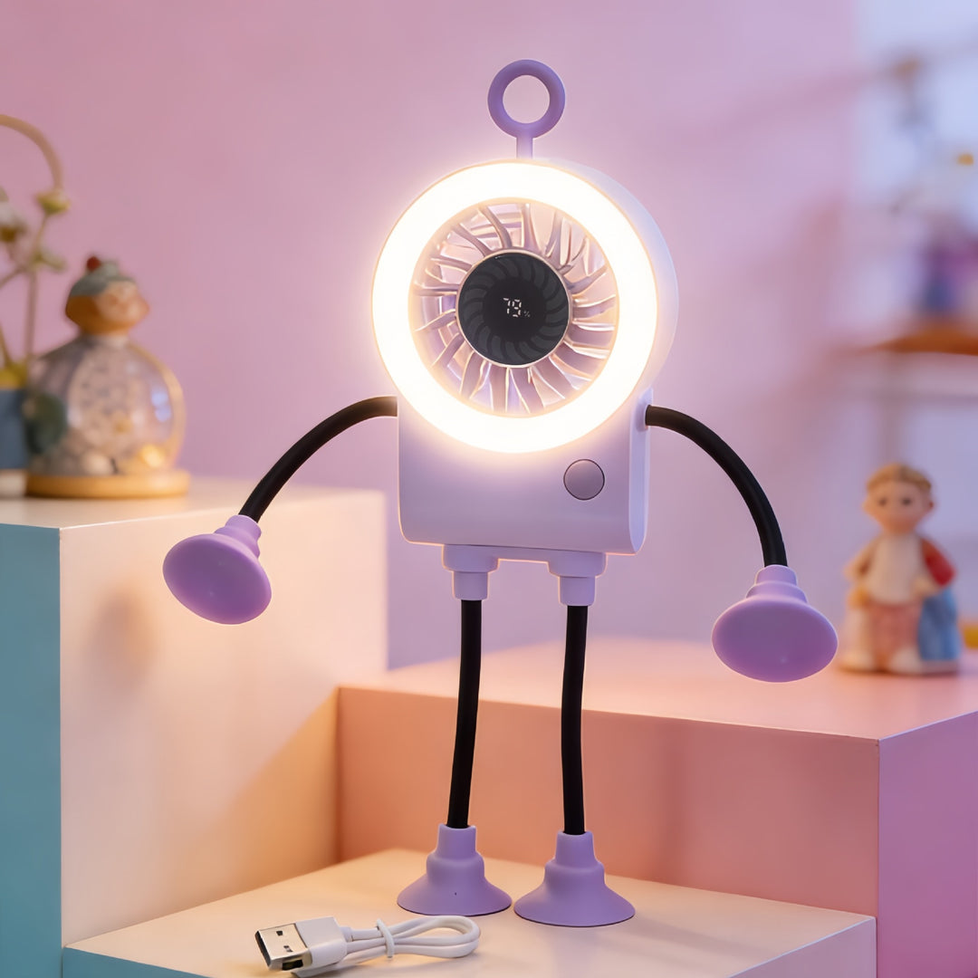 Women Multifunctional Table Fan with Integrated LED Lighting Bowlift