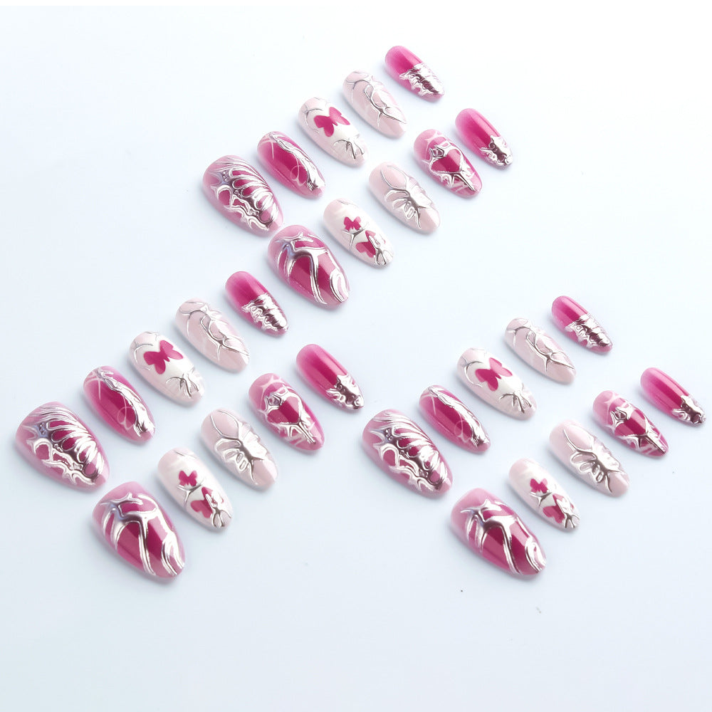 Artistic Butterfly-Themed Press-On Nails Bowlift