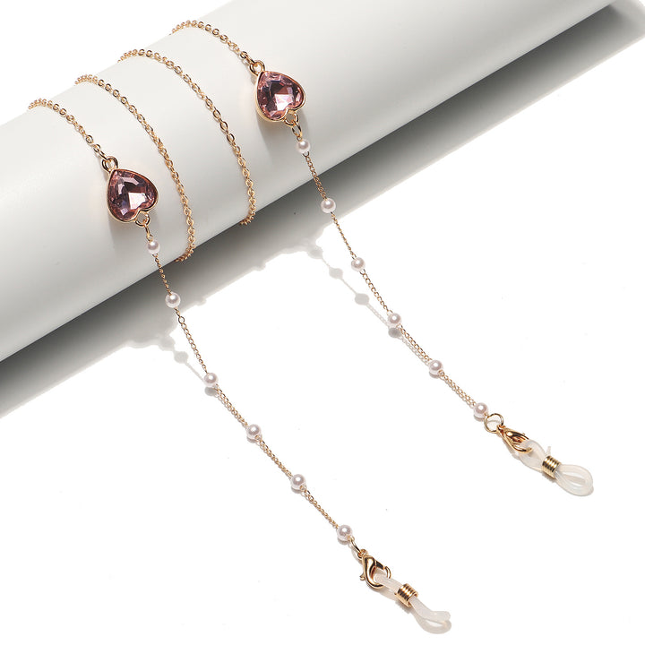 Heart-Shaped Crystal Eyewear Chain Bowlift
