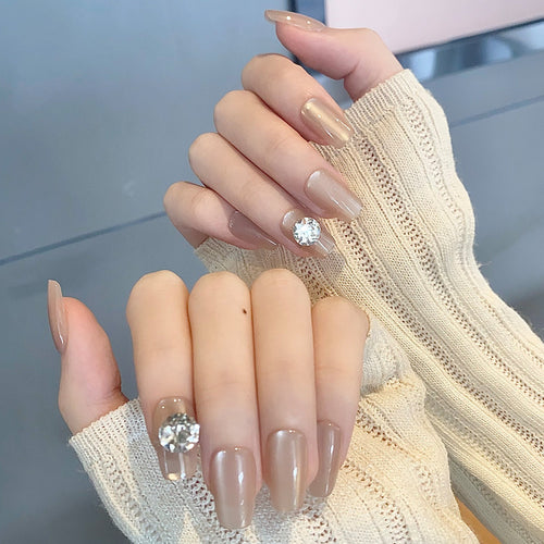 Premium Press-On Nail Set with Elegant Rhinestone Accents Bowlift