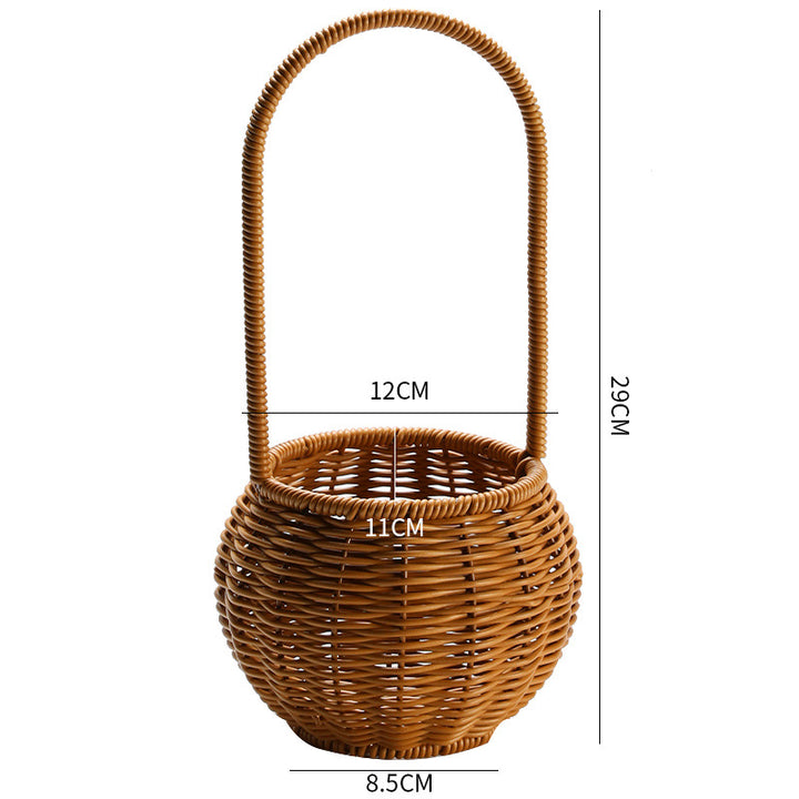 Decorative Woven Storage Basket with Mushroom Emblem Bowlift