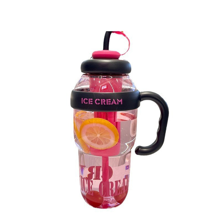 Women's multifunctional drinking container with integrated straw and sieve cup Bowlift
