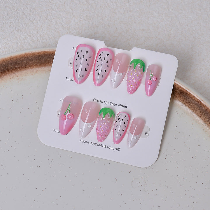 Artistic Fruit-Themed Press-On Nail Set Bowlift