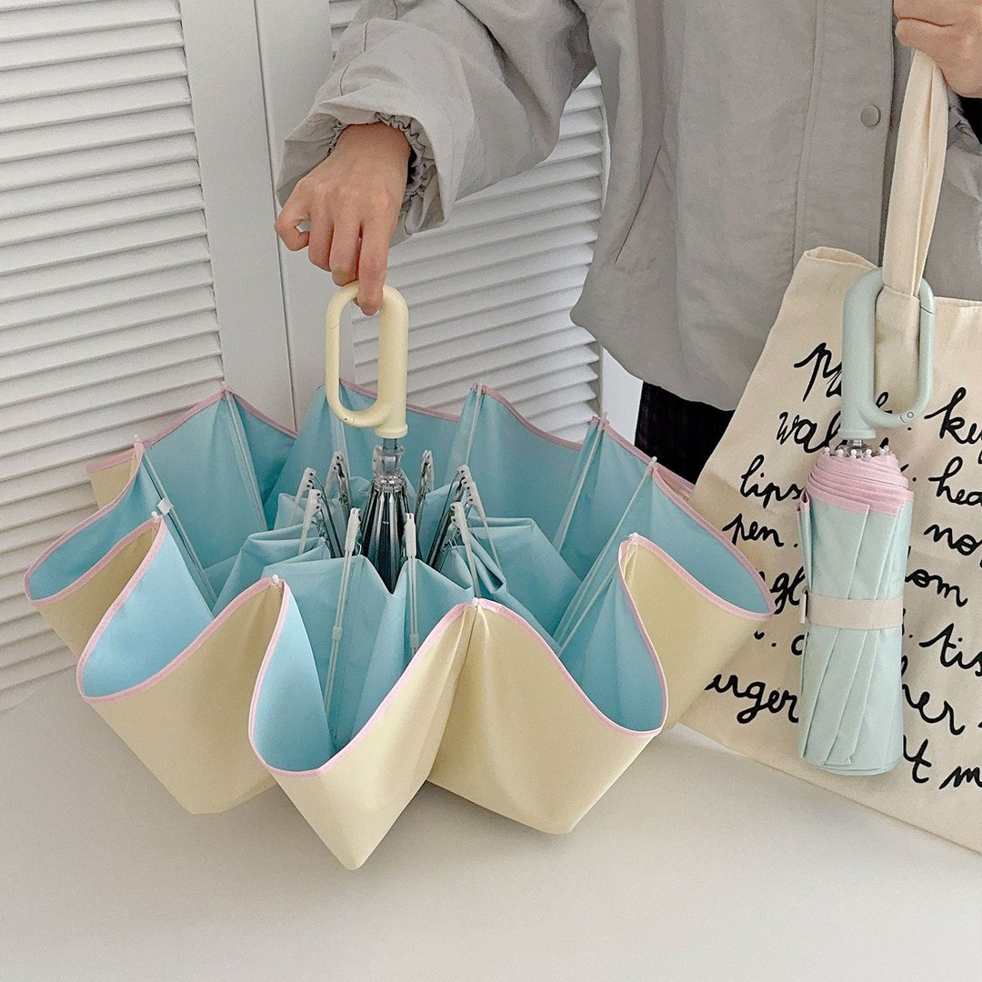 Women's Foldable Umbrella with Innovative Flower Shape Bowlift