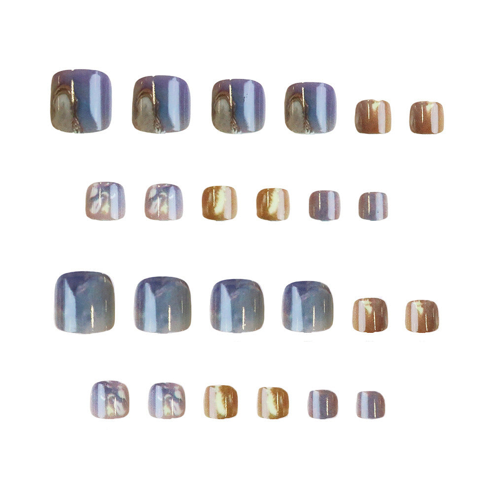 Artistic Marble Design Press-On Toe Nail Art Bowlift