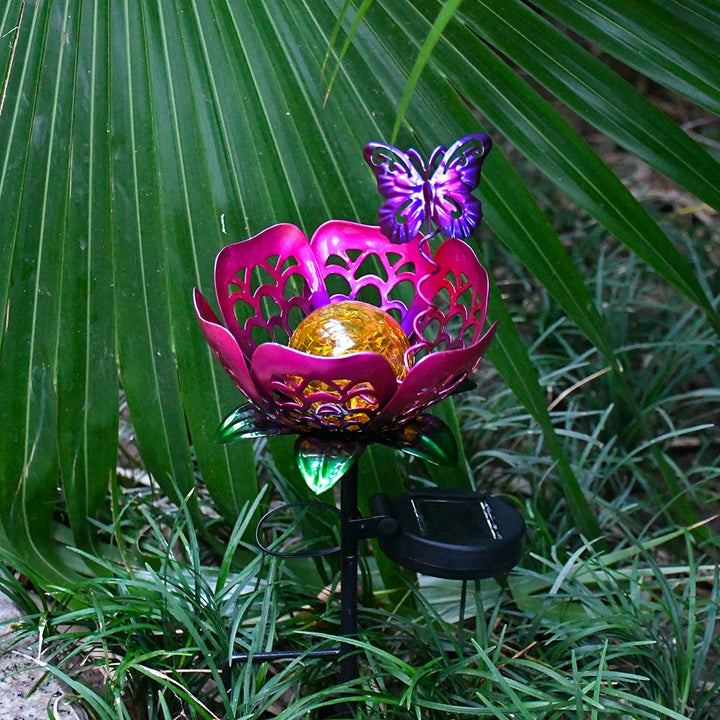 New Hollow Projection Solar Garden Light, Iron Craft Ground Stake Sunflower Lamp