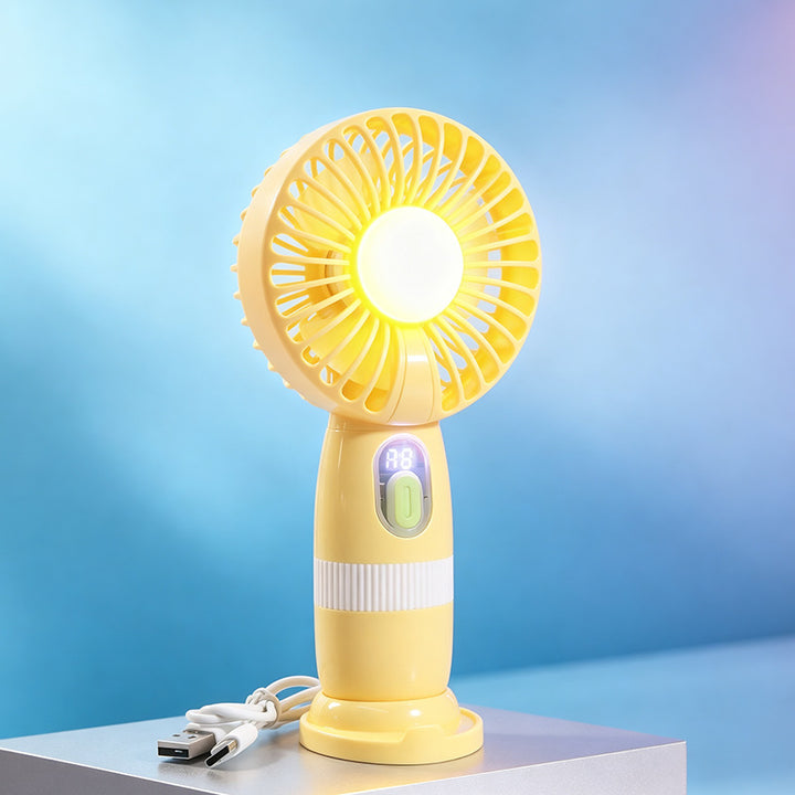 Women's portable mini fan with built-in LED light Bowlift