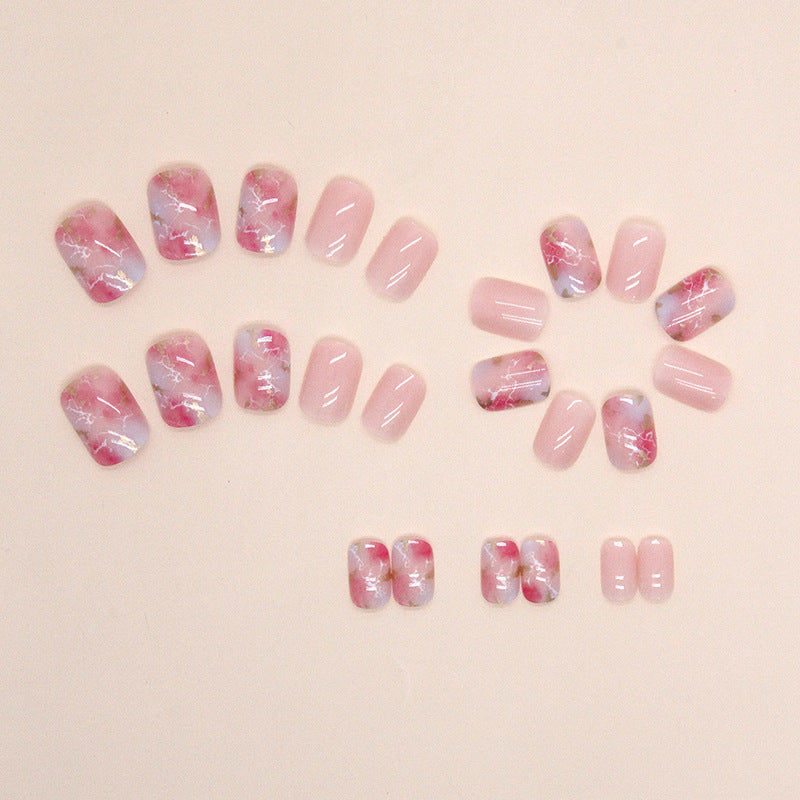 Marbled Gel Press-On Nail Art Bowlift