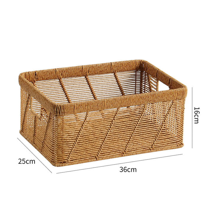 Decorative Handwoven Storage Basket with Cutout Handles Bowlift