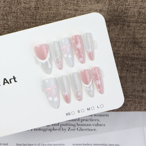 Artistic Press-On Nail Art Set with Seasonal Decor Bowlift