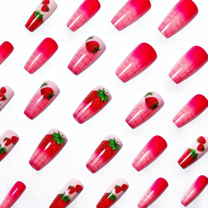 Creative Art Nails in Summer Strawberry Design Bowlift