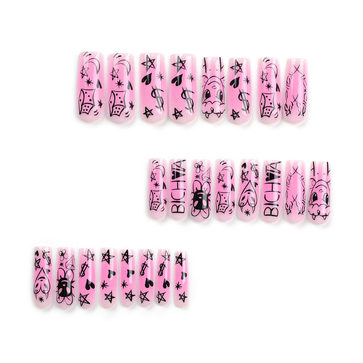 Artificial artificial nails with playful design Bowlift