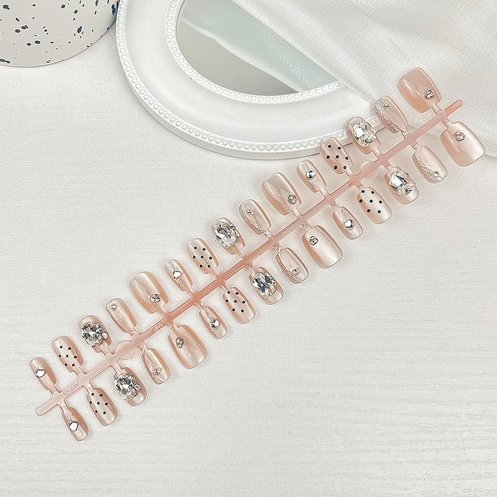 Premium Rhinestone-Decorated Press-On Nail Set Bowlift