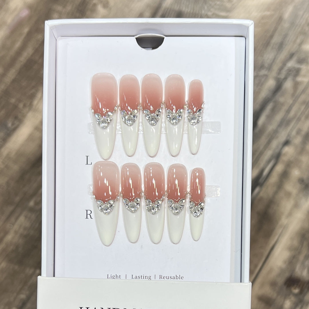 Elegant Stiletto Press-On Nail Set with Decorative Accents Bowlift