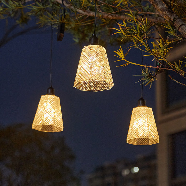 Crystal-Pattern Solar Pendant Light USB Rechargeable LED Bowlift