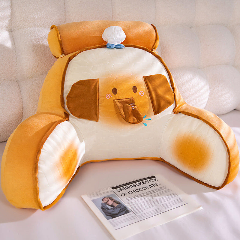 Ergonomic Plush Back Support Pillow in Dog Design Bowlift