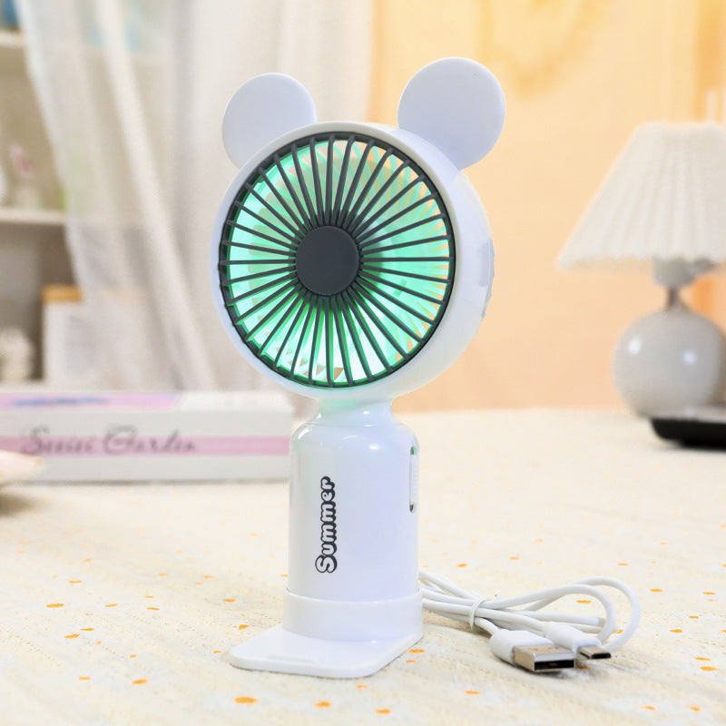 Women's Portable Hand Fan with Cute Ears Bowlift