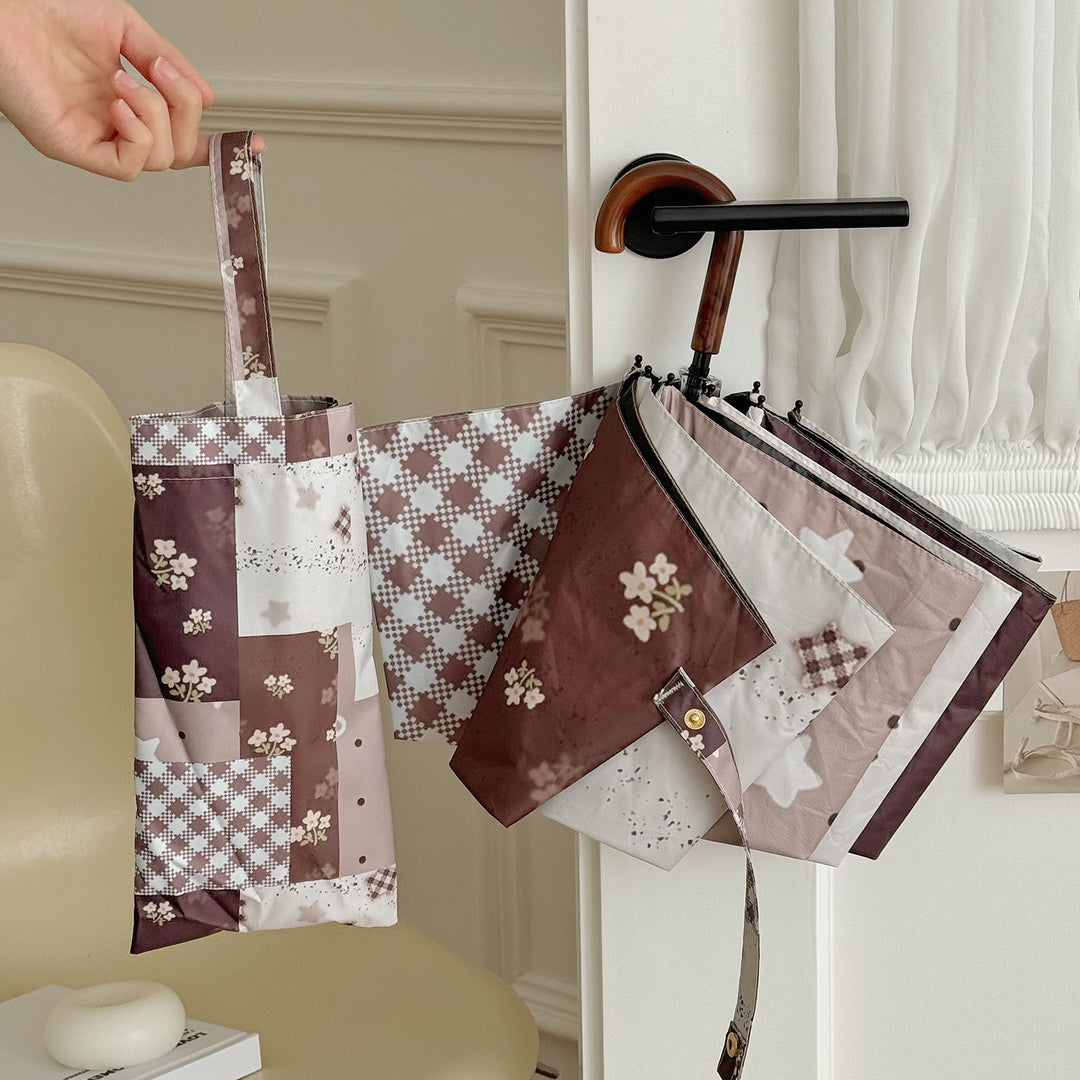 Women's Folding Umbrella with Exclusive Patchwork Design Bowlift