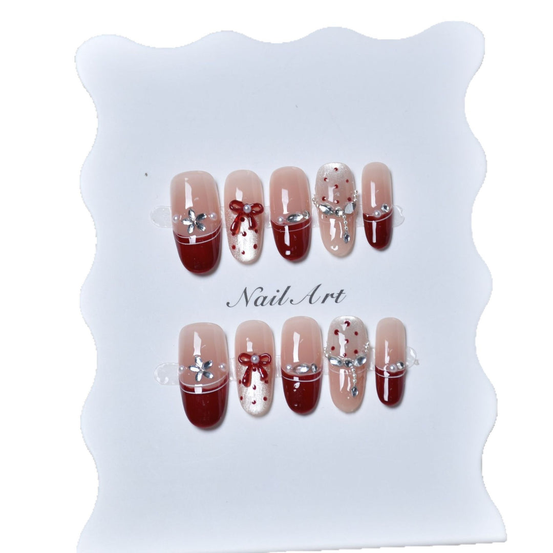 Elegant Festive Press-On Nail Set Bowlift