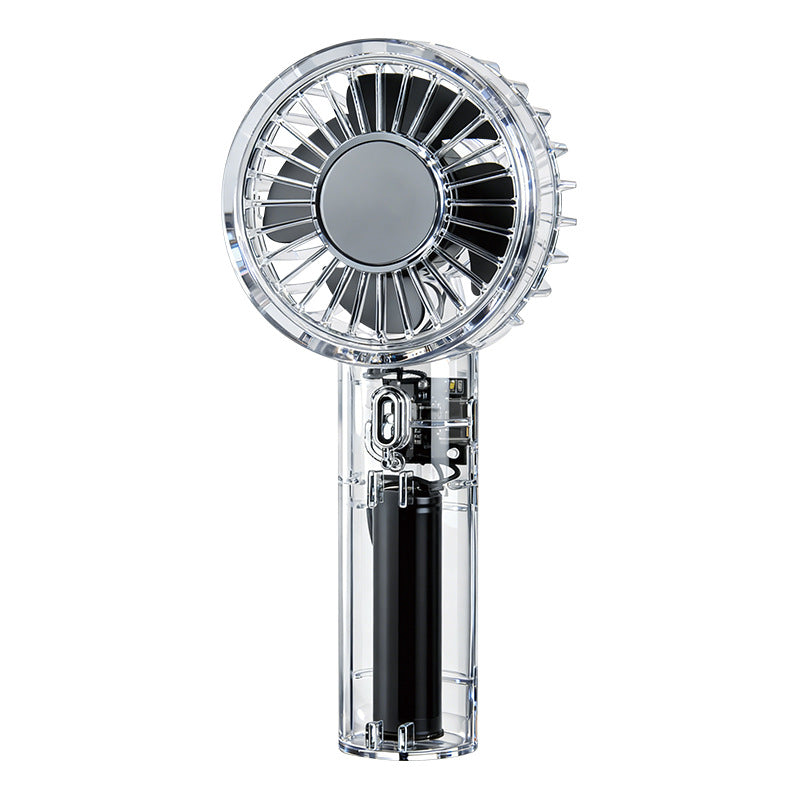 Unisex Portable High-Speed Hand Fan with Transparent Housing Construction Bowlift