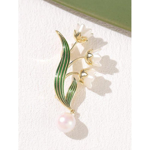 Elegant flower brooch with pearl pendant Bowlift