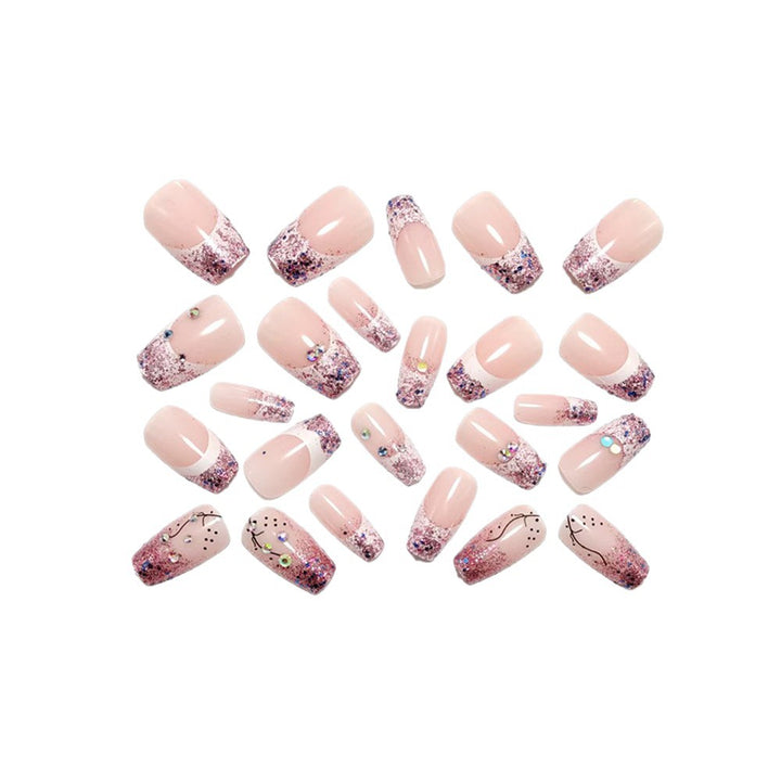 Glittering artificial nails with elegant tip and sparkling accents Bowlift