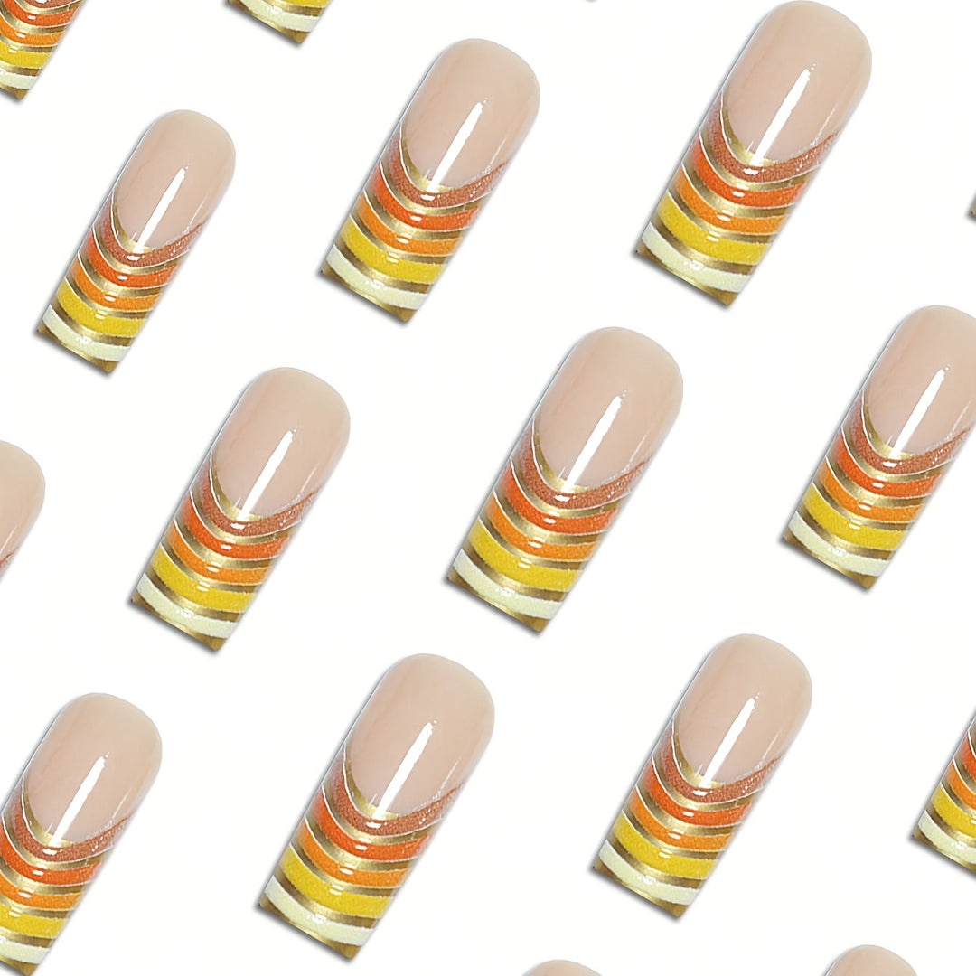 Striped Acrylic Nail Extensions Bowlift