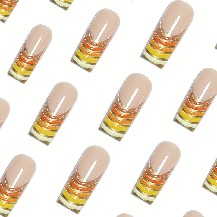 Striped Acrylic Nail Extensions Bowlift