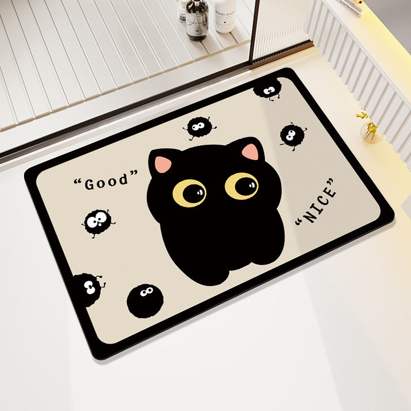 Cartoon Cat-Themed Bath Rug Bowlift