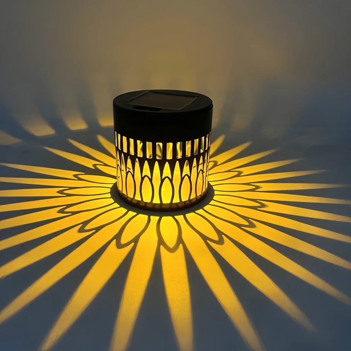 Solar Projection Garden Light With Decorative Floral Pattern And Dusk-To-Dawn Sensor Bowlift