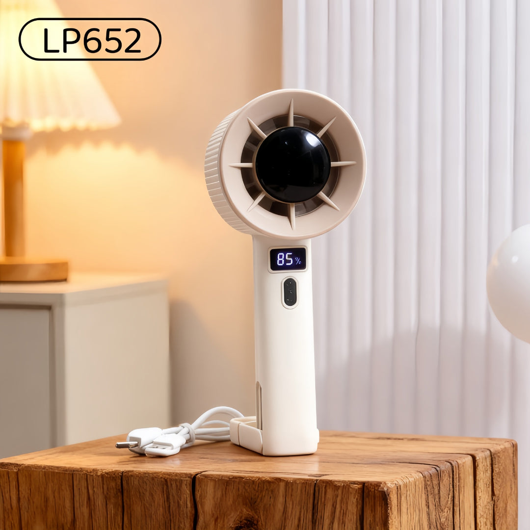 Ladies Portable Hand Fan with LED Display Bowlift