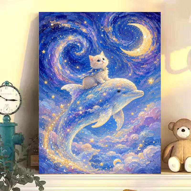 Whimsical Cat-Themed Canvas Art Bowlift