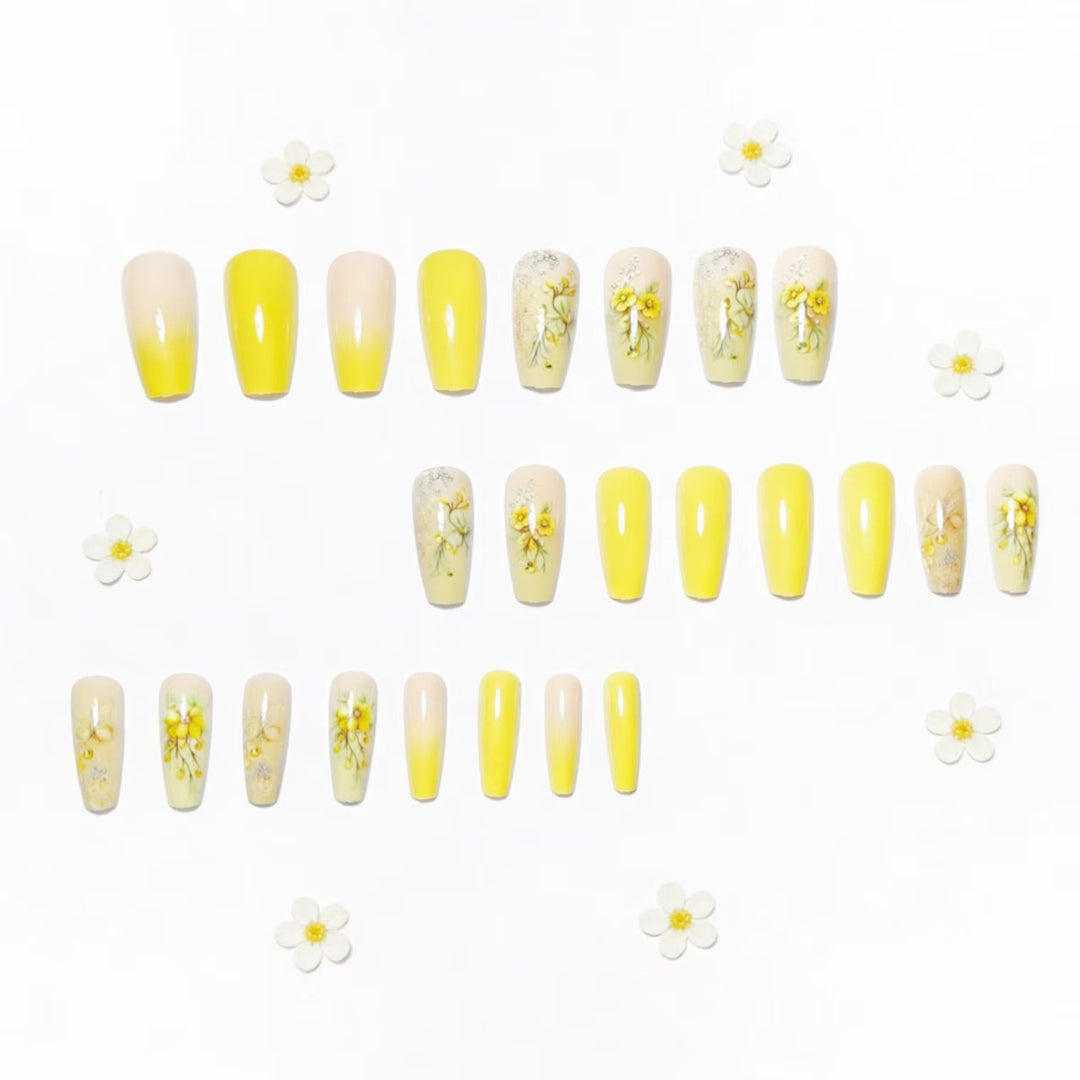 Decorative Floral Acrylic Nail Art Bowlift