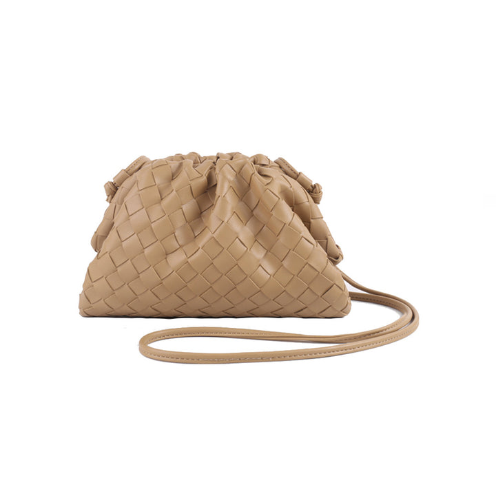 Elegant Woven Leather Bucket Bag Bowlift
