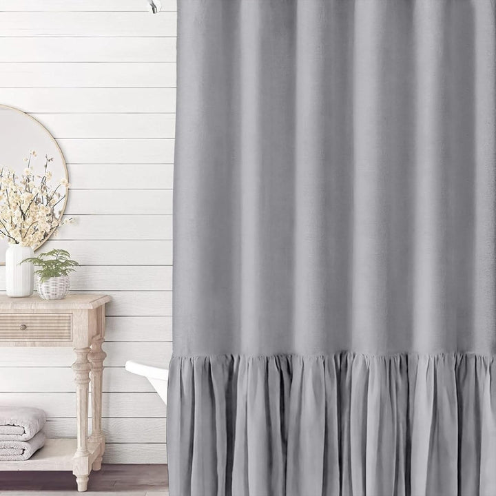 Ruffled Textured Shower Curtain Bowlift