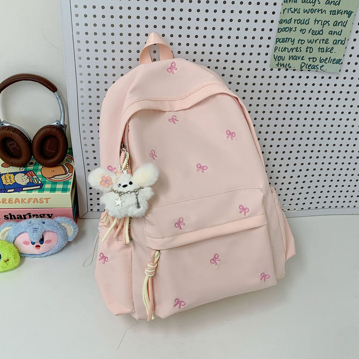 Elegant Bow-Embroidered Backpack Bowlift