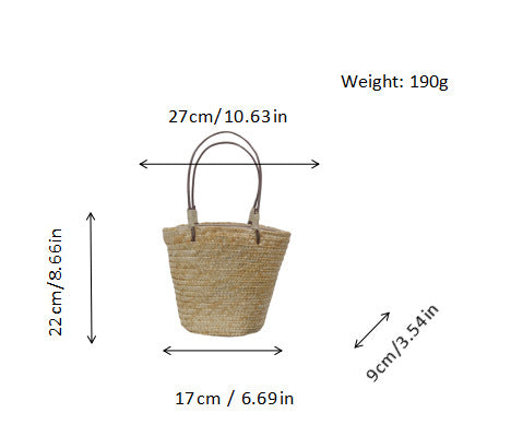 Handmade basket bag with leather handles Bowlift