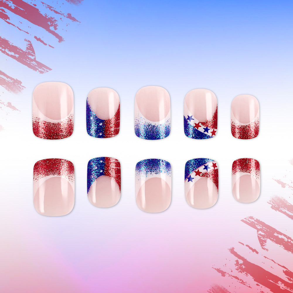 Patriotic Themed Acrylic Press-On Nails Bowlift