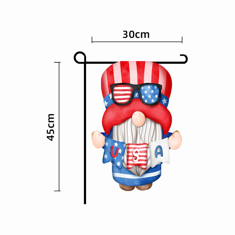 Unisex nan patriotic outdoor decorative gnome garden flag with pole sleeve Bowlift